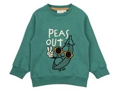 THE NEW Siblings grøn sweatshirt med broderi på brystet forfra TNST6030 bottle green